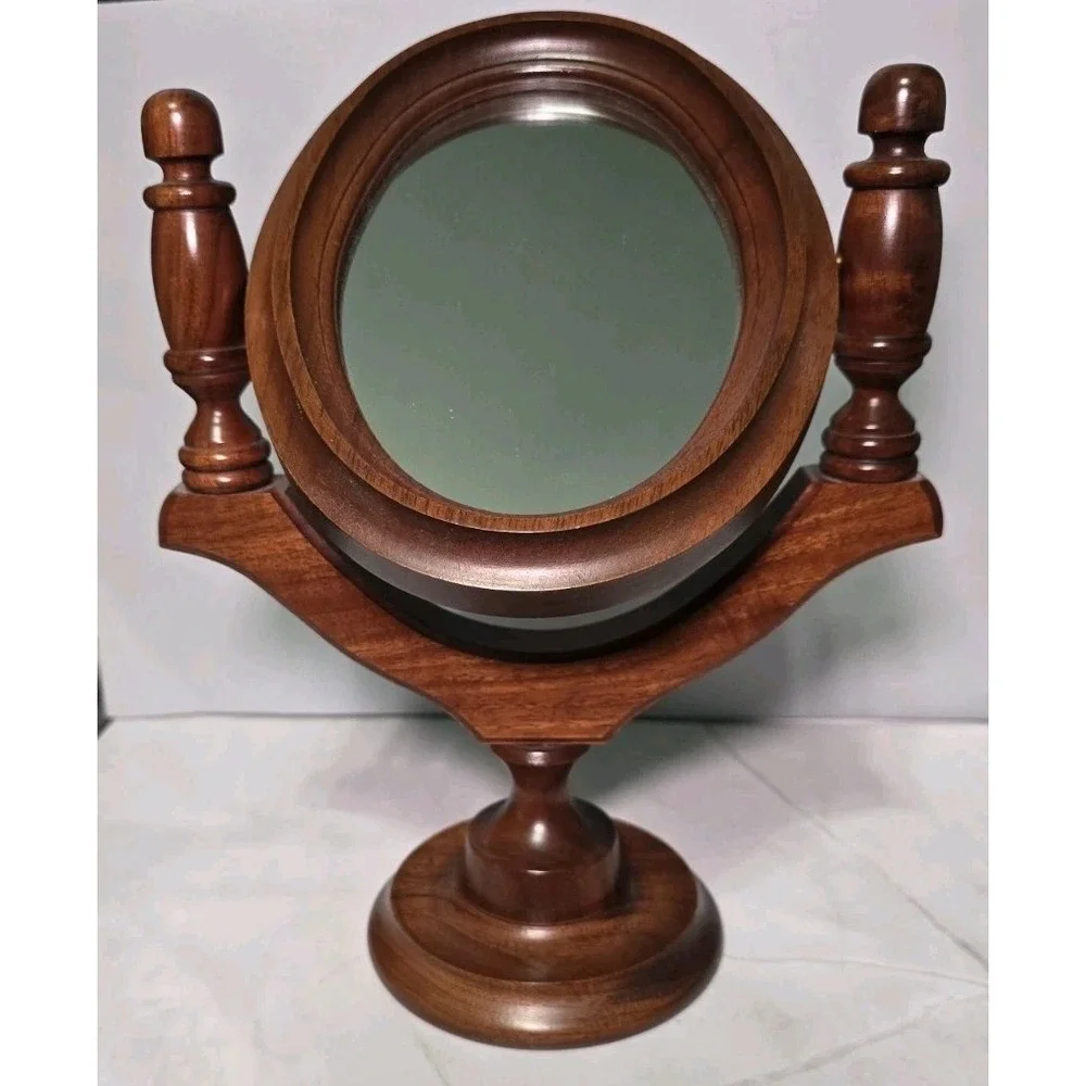 Vintage Handmade Solid Walnut Tilting Mirror Made By D.L. Morley